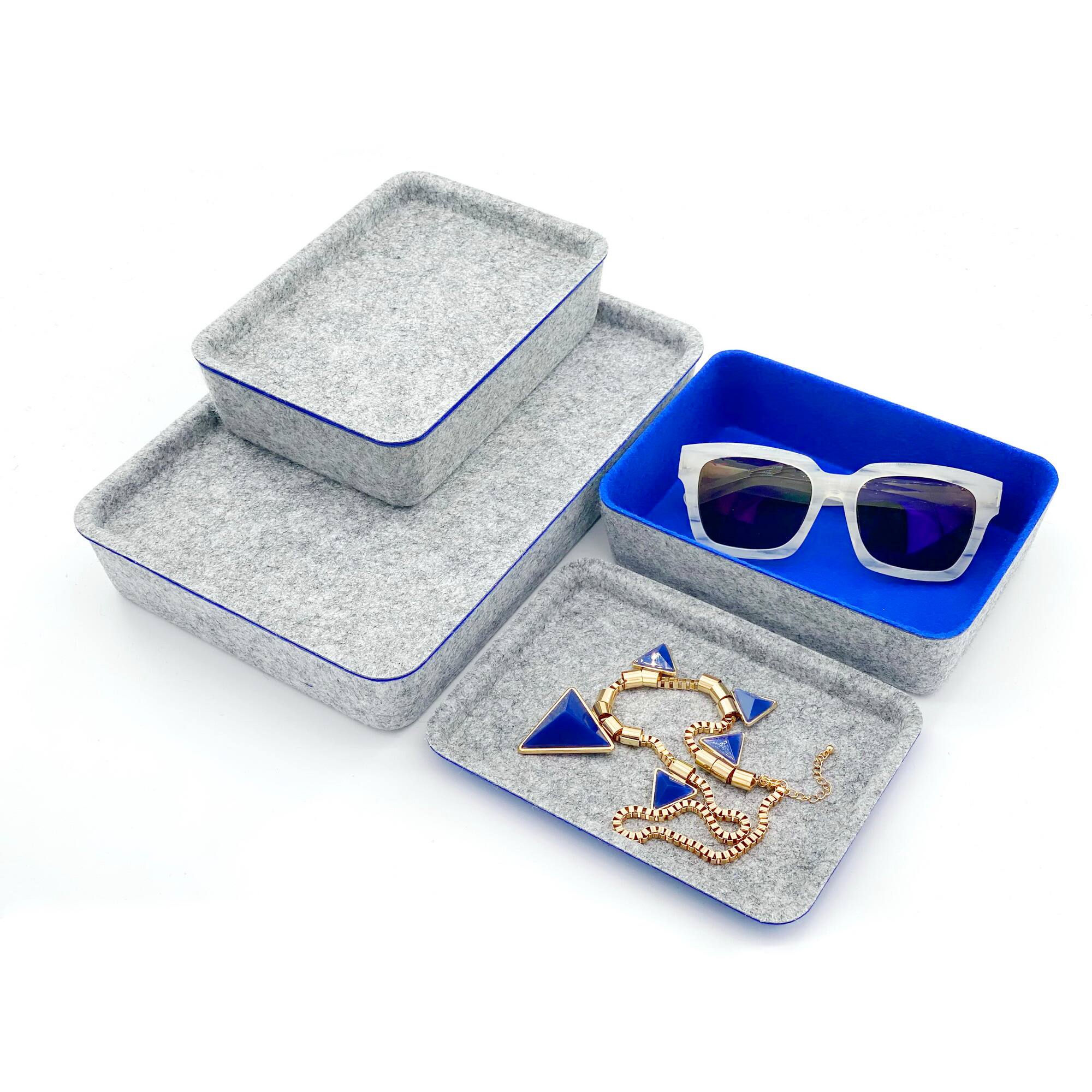 Welaxy Felt 3 Piece Drawer Organizer Bins with Lids